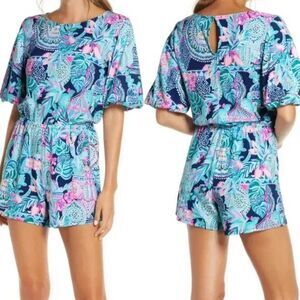 Lilly Pulitzer Britton Style Boat Neck Romper Sz XXS. Colorful Playful***